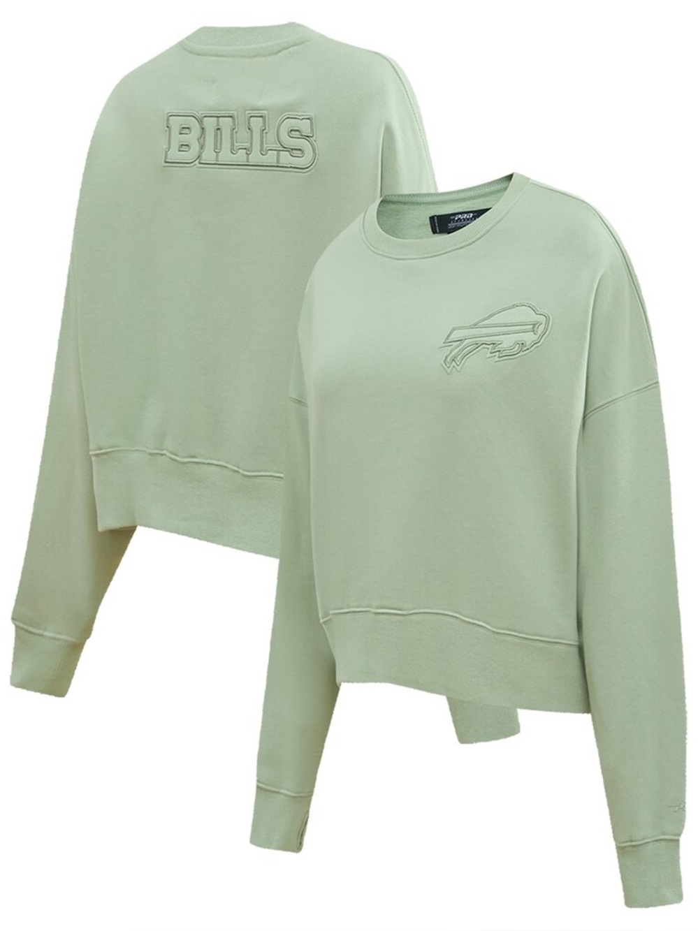 Buffalo Bills Women's Sage Pullover Crewneck Sweatshirt.
